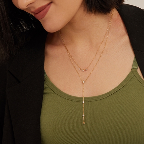 Exquisite Bling CZ Layered Long Necklace - Picture 8 of 8